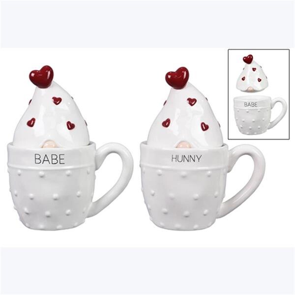 Desorden 11.5 oz Ceramic Valentines Day Gnome Mug with Lid, 2 Assorted Color - DE4267225