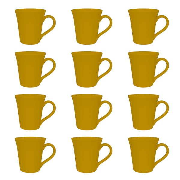Manhattan Comfort Coup 12 Mugs (11.16 oz.) in Yellow - 2-AM94-0490