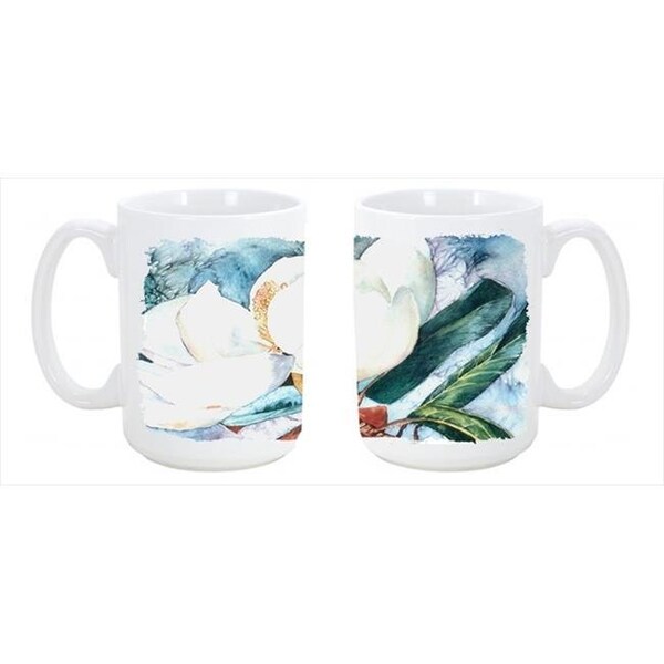 Carolines Treasures Carolines Treasures 8001CM15 Flower - Magnolia Dishwasher Safe Microwavable Ceramic Coffee Mug 15 oz. - 8001CM15
