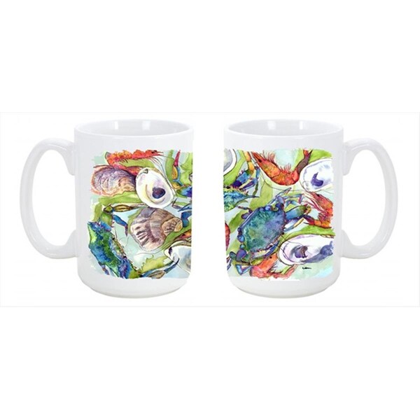 Carolines Treasures Crab Dishwasher Safe Microwavable Ceramic Coffee Mug 15 oz. - 8547CM15