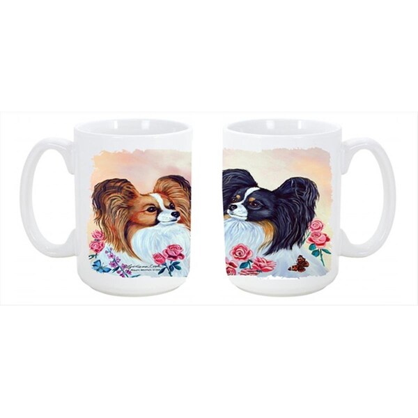 Carolines Treasures Papillon Dishwasher Safe Microwavable Ceramic Coffee Mug 15 oz. - 7272CM15