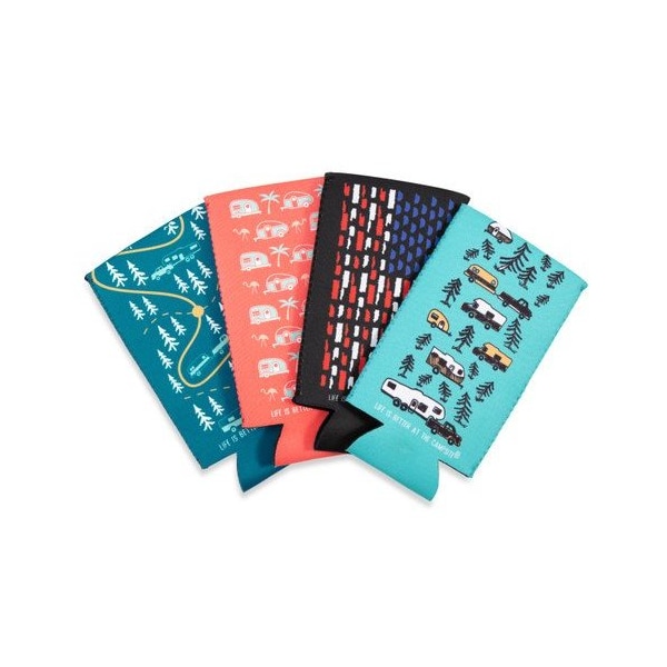 Camco LIFE IS BETTER AT THE CAMPSITE SKINNY CAN HOLDERS, 4PACK - 53309