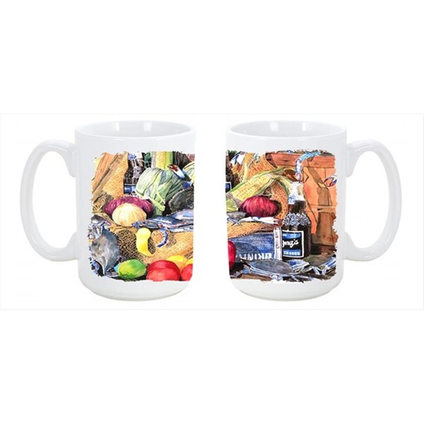 Carolines Treasures Barqs and Crabs Dishwasher Safe Microwavable Ceramic Coffee Mug 15 oz. - 8538CM15