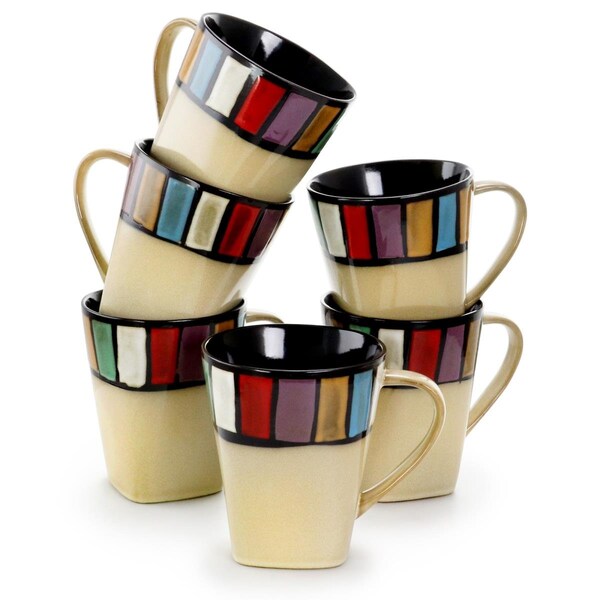 Fastfood 14 oz Melange Stoneware Mugs - Multicolor - 6 Piece - FA2614796