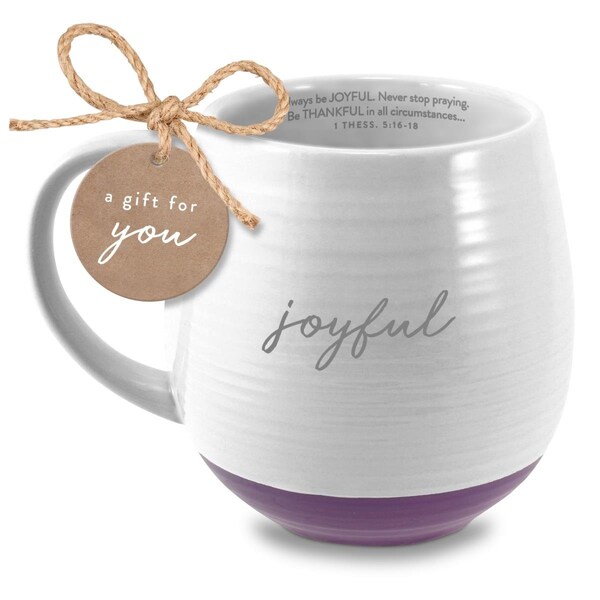 Lcp 18 oz Textured Joyful White Coffee Cup - 18693