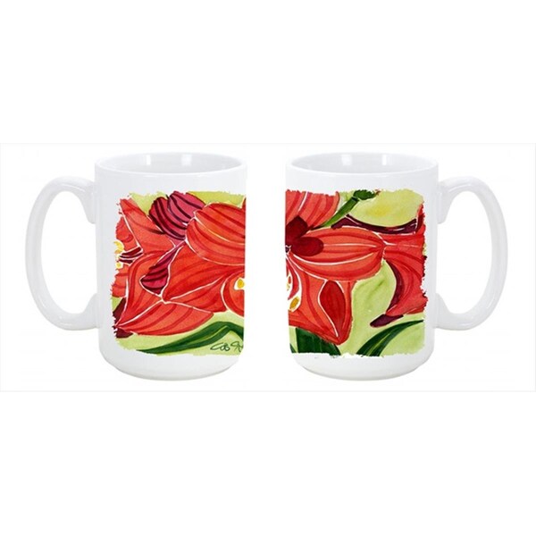 Carolines Treasures Flower Amaryllis Dishwasher Safe Microwavable Ceramic Coffee Mug - 6055CM15