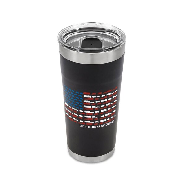 Camco Stainless Steel Insulated Twist Top Tumbler - Charcoal, US Flag RV Print, 20 oz. - 53065