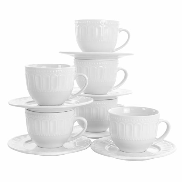 Elama Charlotte Mug Set, White - 6 Piece - EL-CHARLOTTE6PC