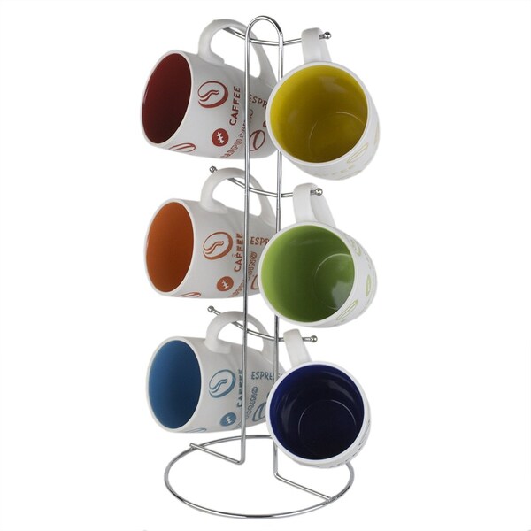 Home Basics 6 Piece Mug Set with Stand - MS30106
