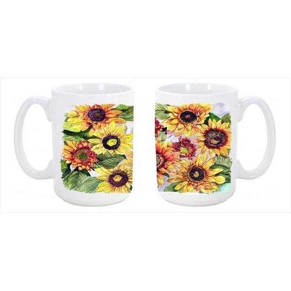 Carolines Treasures Carolines Treasures 8766CM15 Sunflowers Dishwasher Safe Microwavable Ceramic Coffee Mug 15 oz. - 8766CM15
