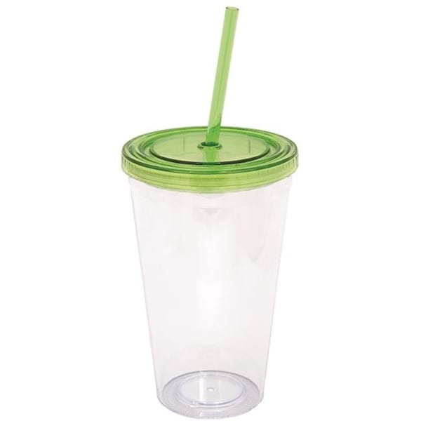 Debco Debco DA9321 500 ml 17 oz Double Walled Tumbler with Straw - Clear Mug  - 12 Pack - DA9321