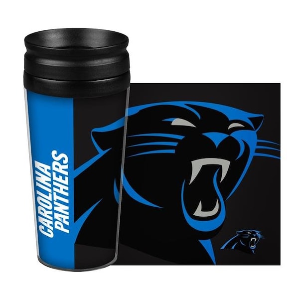 Boelter Brands Carolina Panthers Travel Mug 14oz Full Wrap Style Hype Design - 8886074528