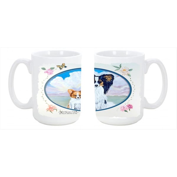Carolines Treasures Papillon Dishwasher Safe Microwavable Ceramic Coffee Mug 15 oz. - 7243CM15