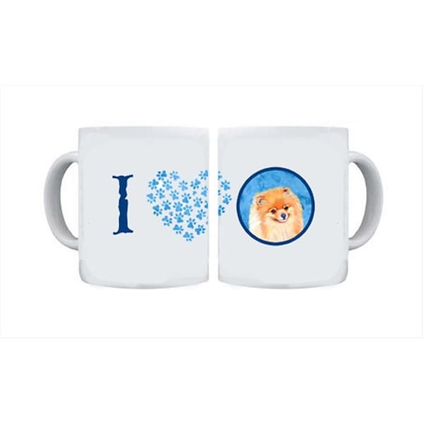 Carolines Treasures 15 oz. Pomeranian Dishwasher Safe Microwavable Ceramic Coffee Mug - LH9395BU-CM15
