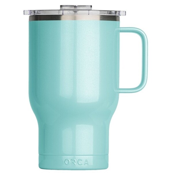 Orca Traveler Series Coffee Mug, 24 oz Capacity, Whale Tail Flip Lid, Stainless Steel, Seafoam, Insulated - TR24SF