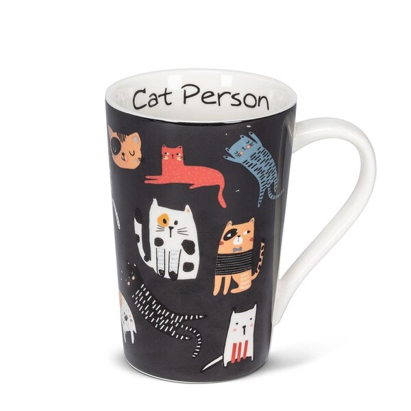Abbott Collections 4.5 in. Cat Person Mug, Dark Grey - AB-27-PET-CP-MUG-041