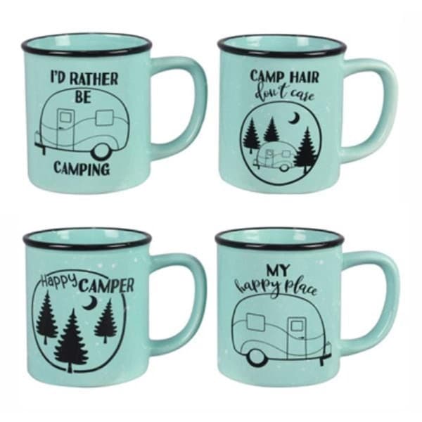 Desorden Ceramic Camper Coffee Mug, Assorted Color - 4 Piece - DE4242691