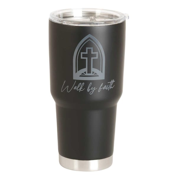 Dicksons 30 oz Unisex Walk By Faith Tumbler, Black - One Size - SSTUM30B-16