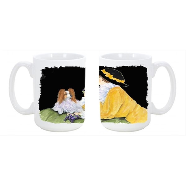 Carolines Treasures Papillon Dishwasher Safe Microwavable Ceramic Coffee Mug 15 oz. - SS8633CM15