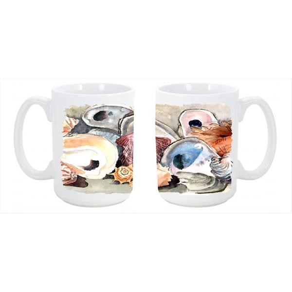 Carolines Treasures Sea Shells Dishwasher Safe Microwavable Ceramic Coffee Mug 15 oz. - 8619CM15