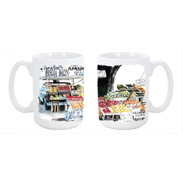 Carolines Treasures Fruit Stand Dishwasher Safe Microwavable Ceramic Coffee Mug 15 oz. - 8054CM15
