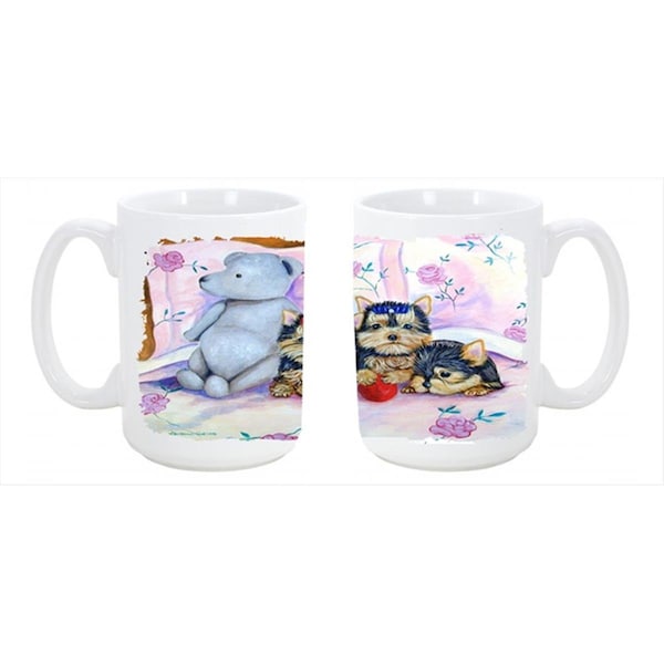 Carolines Treasures Yorkie Puppies three in a row Dishwasher Safe Microwavable Ceramic Coffee Mug - 7192CM15