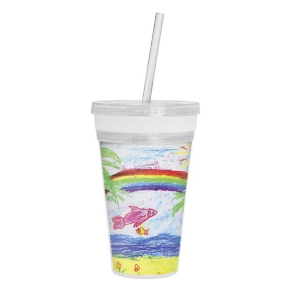 Neil Enterprises Neil Enterprises 1592283 Thermo-Temp Photo Tumbler with Straw; 16 oz - 1592283