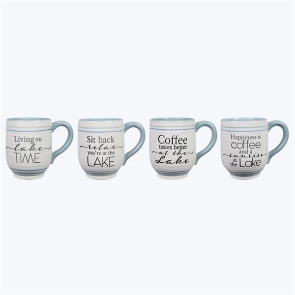 Desorden 20 oz Ceramic Lake Cabin Mug, Assorted Style, 4PK - DE4269602