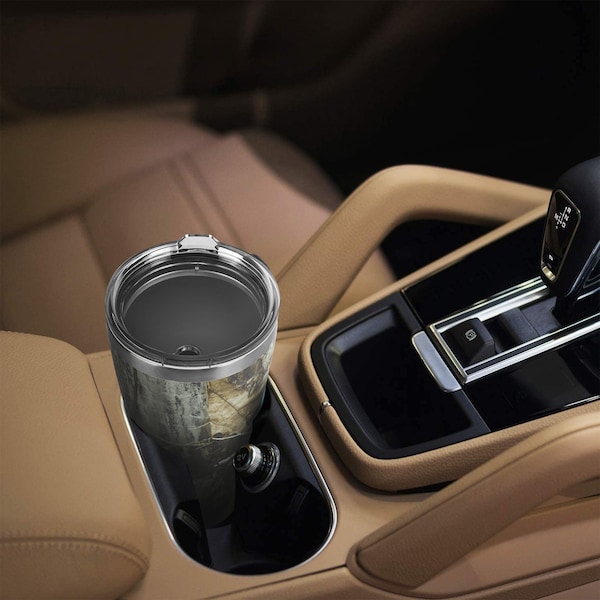 Prime-Line Tumbler, 18/8 Stainless Steel Construction, Holds 30 oz./887 ml., Camo with Clear Plastic Lid - DT65303