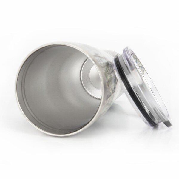 Prime-Line Tumbler, 18/8 Stainless Steel Construction, Holds 30 oz./887 ml., Camo with Clear Plastic Lid - DT65303
