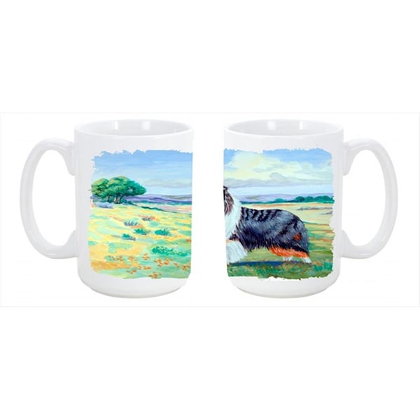 Carolines Treasures Collie Dishwasher Safe Microwavable Ceramic Coffee Mug 15 oz. - 7140CM15