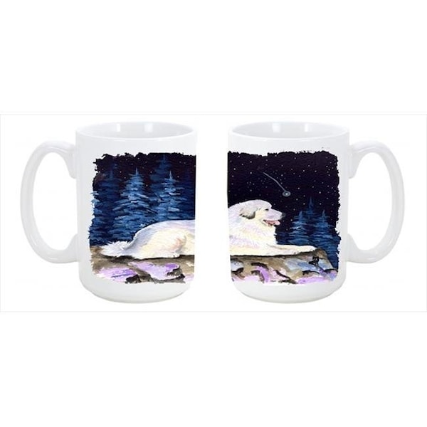 Carolines Treasures Carolines Treasures SS8438CM15 Starry Night Great Pyrenees Dishwasher Safe Microwavable Ceramic Coffee Mug 15 oz. - SS8438CM15