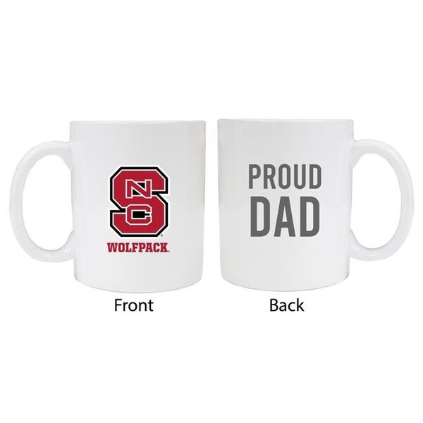 R & R Imports R & R Imports MUG2-C-NCS20 DAD NC State Wolfpack Proud Dad White Ceramic Coffee Mug - Pack of 2 - MUG2-C-NCS20 DAD