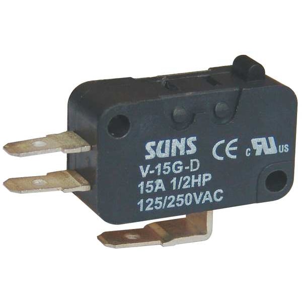 Zoro Select Mini Interruptor de Acción Instantánea, Actuador de Empuje, SPDT, 15A @ 240V AC Clasificación de Contacto - 5JEC0