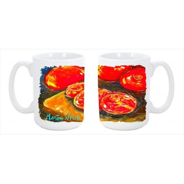 Carolines Treasures Carolines Treasures MW1099CM15 Vegetables - Tomatoes Slice It Up Dishwasher Safe Microwavable Ceramic Coffee Mug 15 oz. - MW1099CM15