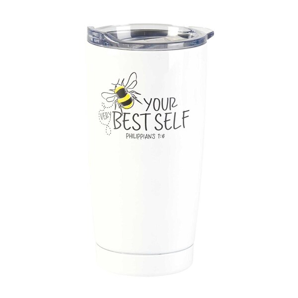 Dicksons 20 oz Bee Your Very Best Self Tumbler, White - SSTUMW-127