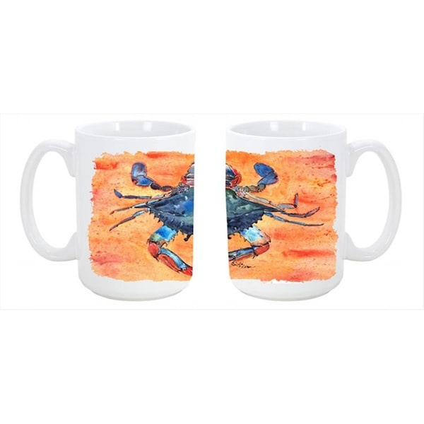 Carolines Treasures Crab Dishwasher Safe Microwavable Ceramic Coffee Mug 15 oz. - 8096CM15