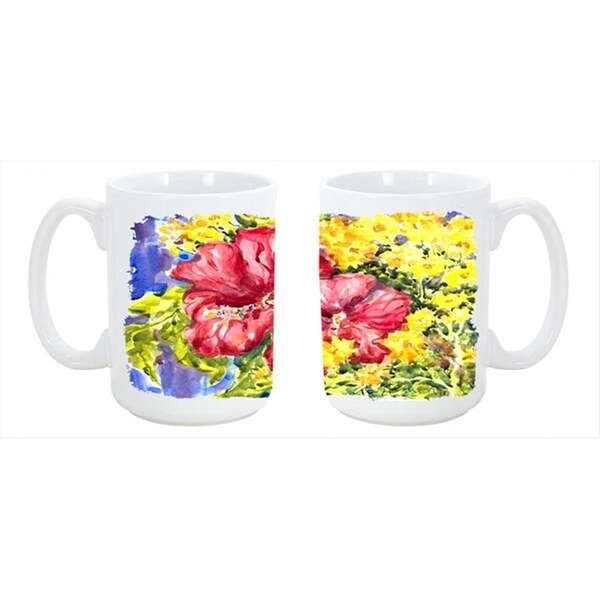 Carolines Treasures Flower Hibiscus Dishwasher Safe Microwavable Ceramic Coffee Mug - 6056CM15