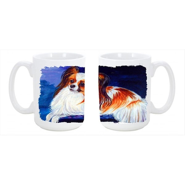 Carolines Treasures Papillon Dishwasher Safe Microwavable Ceramic Coffee Mug 15 oz. - 7127CM15
