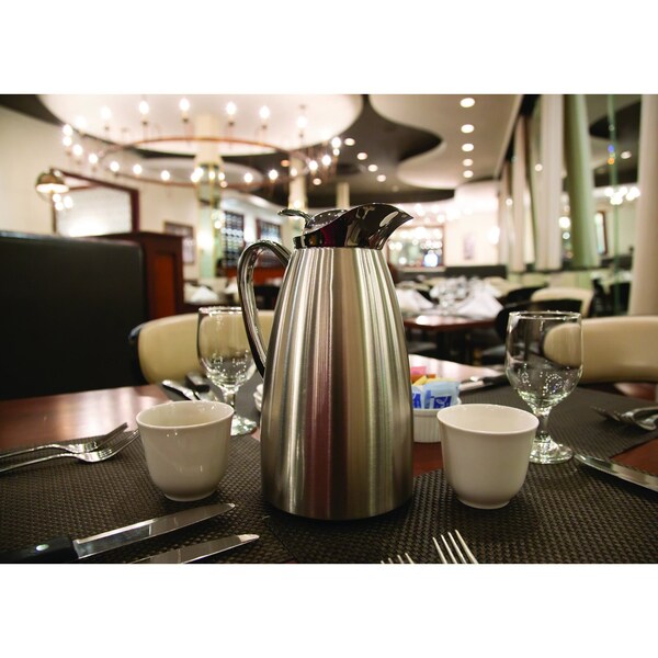 Service Ideas Classy Carafe, Vacuum Insulated Carafe, Stainless Vacuum, 1 Liter, Brushed - CJZS1BS