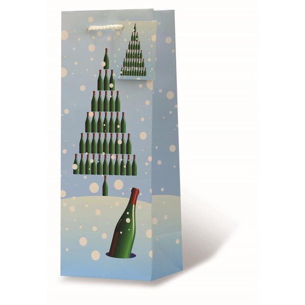 Wrap-Art Dreaming of a Wine Christmas Printed paper Bag with Plastic Rope Handle - 17936