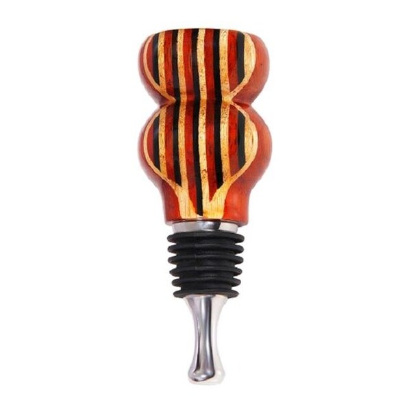 Vinostrumenti VinoStrumenti VSWSM4 Stripe Lamination Flat Top Stainless Steel Wine Bottle Stopper - VSWSM4