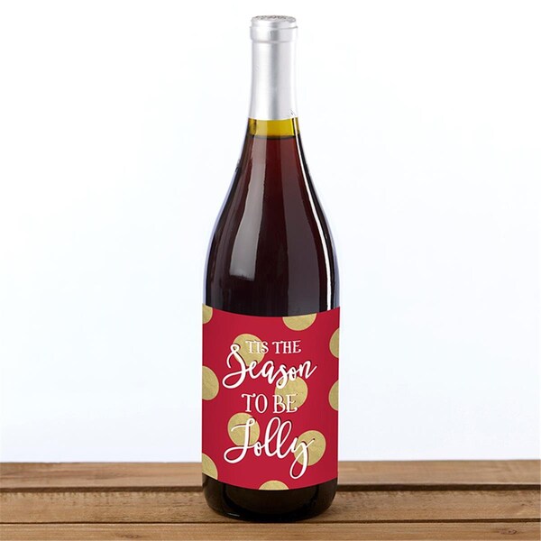 Kate Aspen Christmas Wine Bottle Label - Classic, 6PK - 39005NA
