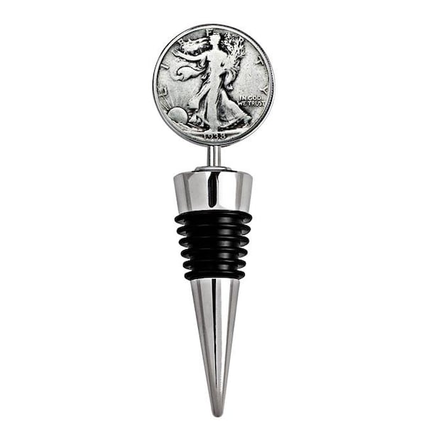 Upm Global UPM Global 15201 4 x 1.3 in. Silver Walking Liberty Half Dollar Coin Wine Stopper - 15201