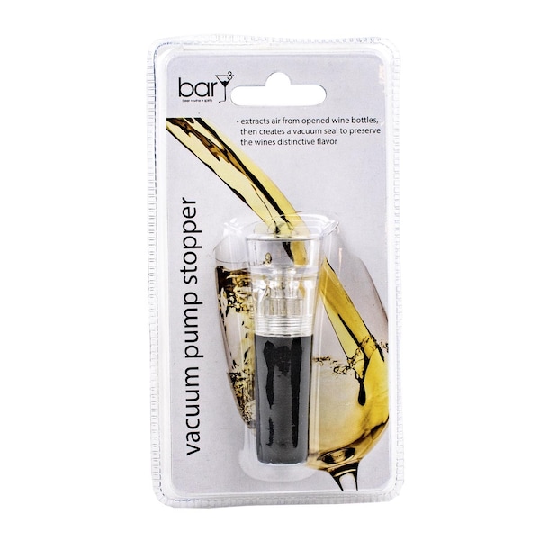 Bary3 BarY3 Black/Clear Vacuum Pump Wine Stopper - BAR-0751