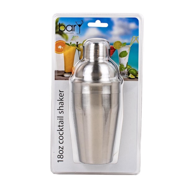 Bary3 BarY3 18 oz Silver Stainless Steel Cocktail Shaker with Strainer - BAR-0761