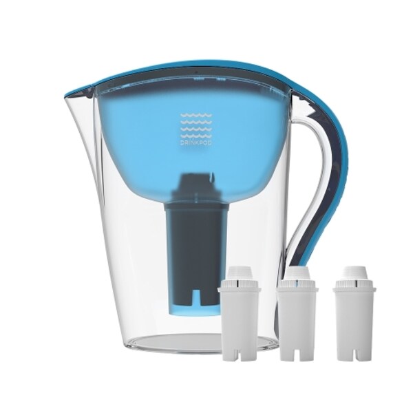 Drinkpod Ultra Premium Alkaline Water Pitcher - 3.5L Pure Healthy Water Ionizer w/3 Alkaline Water Filters - DPPITCHER1XLB