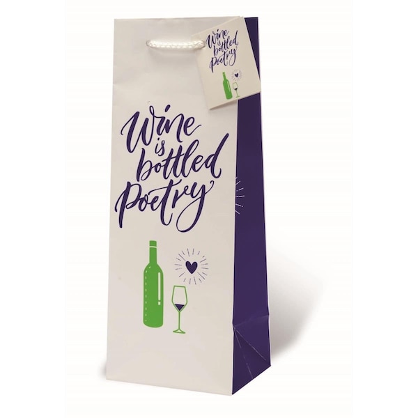 Wrap-Art Bottled Poetry Printed paper Bag with Plastic Rope Handle - 17978