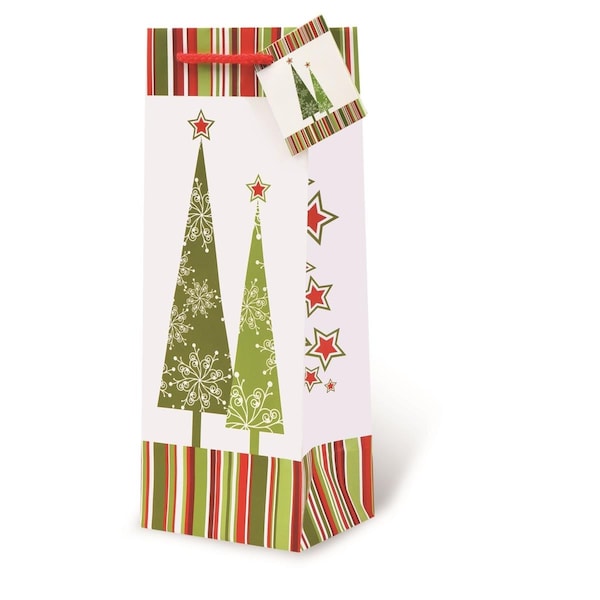 Wrap-Art Starry Christmas Printed paper Bag with Plastic Rope Handle - 17619