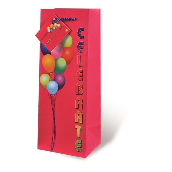Wrap-Art Celebrate Printed paper Bag with Plastic Rope Handle - 17443